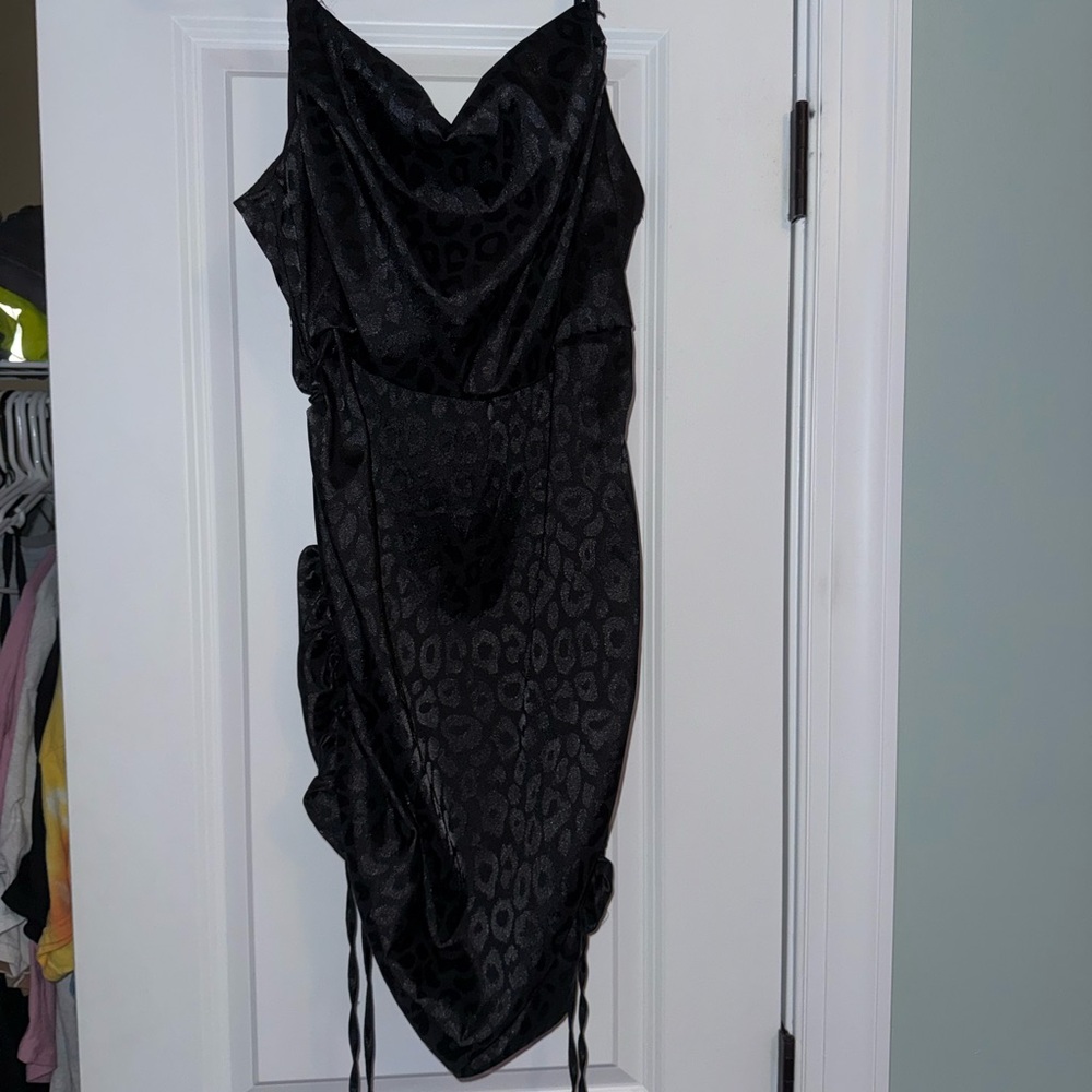 Wild Fable Black Asymmetrical Leopard Dress